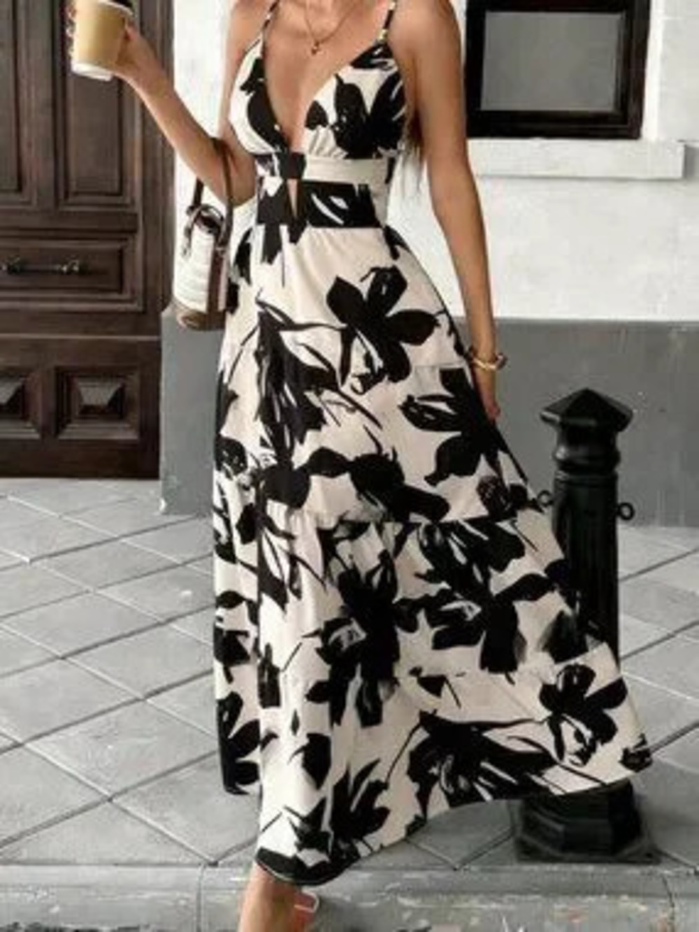 Multicolor Boho Women's Spaghetti Strap Patchwork Loose Hem Dress